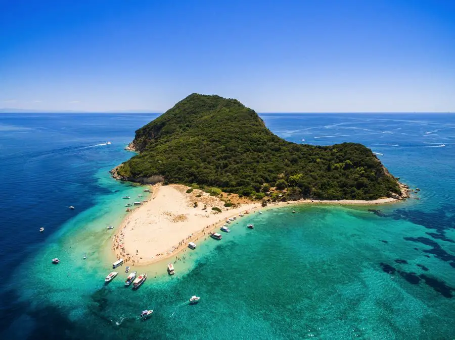 Plage de Turtle Island à Zakynthos Vue aérienne