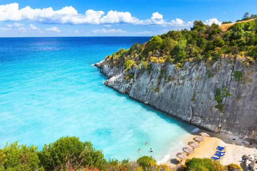 Plages de Zakynthos : Vue aérienne de la plage de Xigia