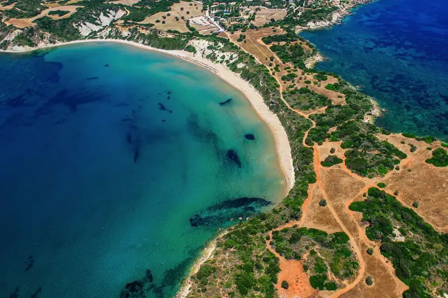 Vue aérienne de la plage de Gerakas à Zakynthos