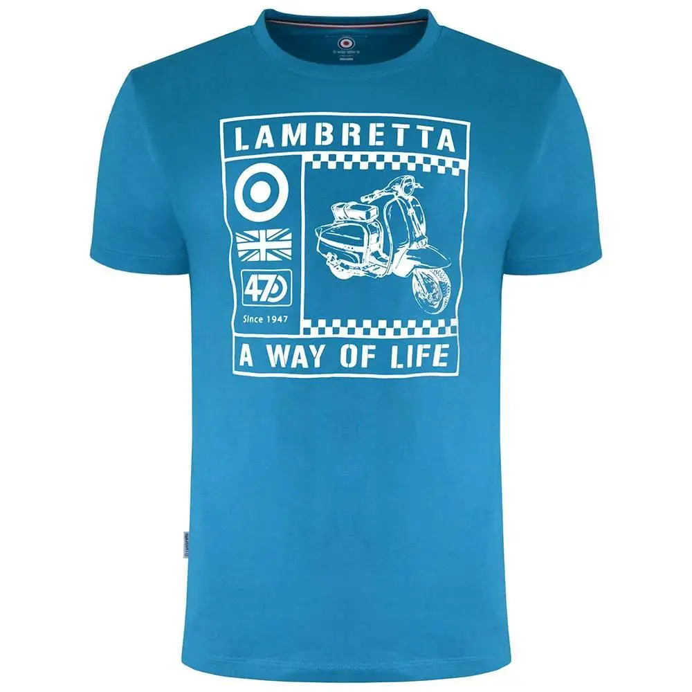 Lambretta SS9099 Scooter Graphic Print T-Shirt Homme Mykonos Bleu - Très Grand 1 Lambretta SS9099 Scooter Graphic Print T-Shirt Homme Mykonos Bleu - Très Grand - Lambretta SS9099 Scooter Graphic Print T-Shirt Homme Mykonos Bleu - Très Grand