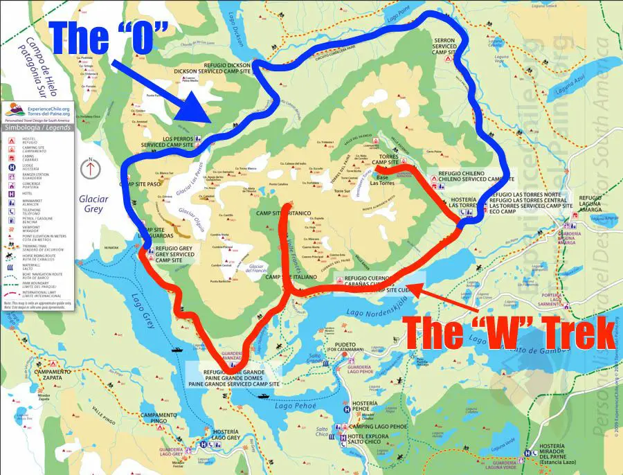Notre expérience du célèbre circuit O à Torres del Paine 4 Carte du Trek O de Torres Del Paine