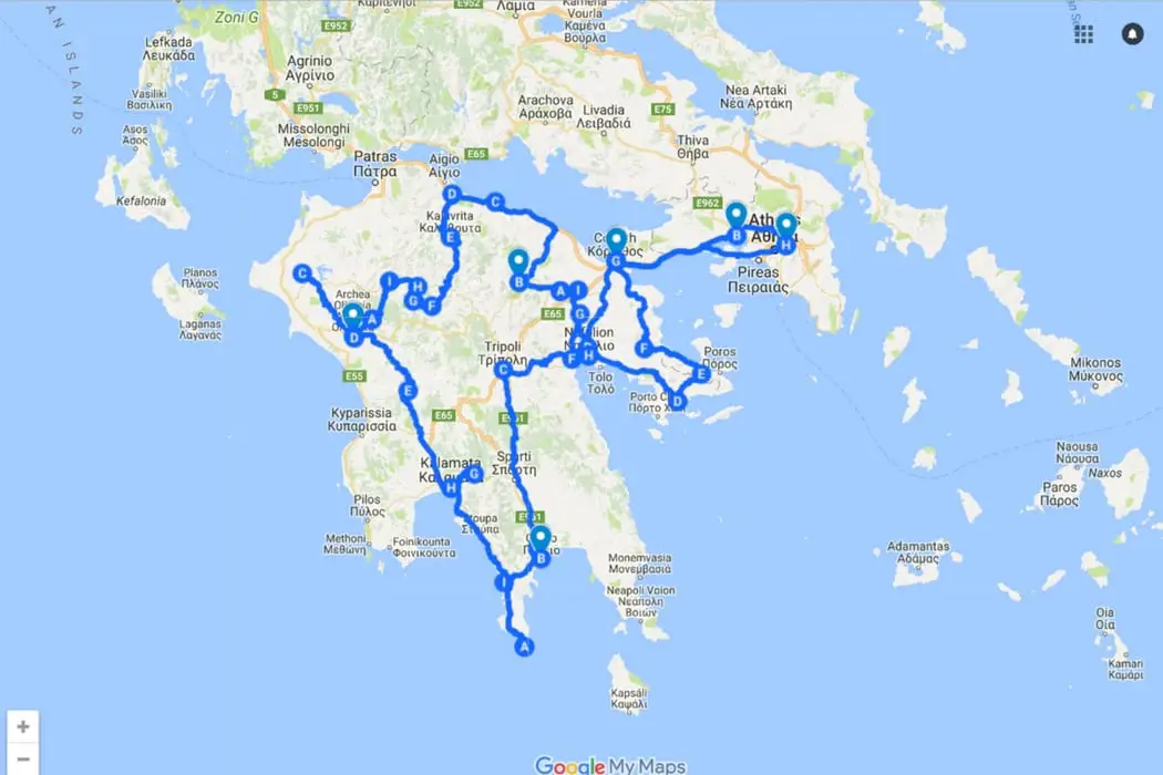 Route cyclotouristique des Travaux d'Hercule dans le Péloponnèse