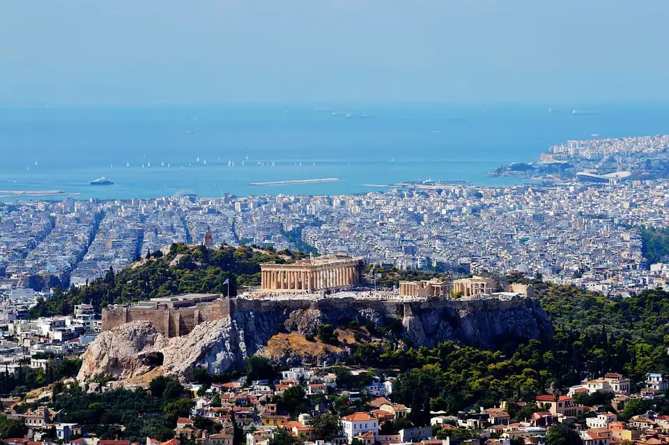 Une vue d'Athènes depuis le ciel