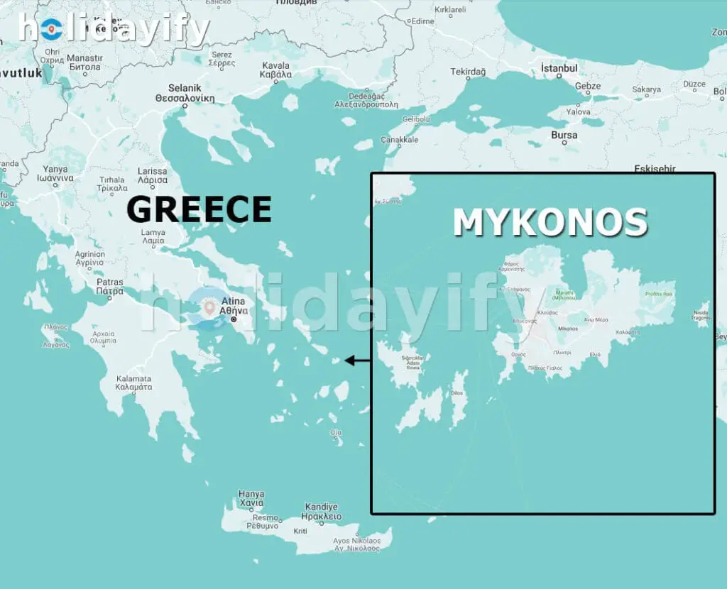 Carte de Mykonos, Où est Mykonos ?