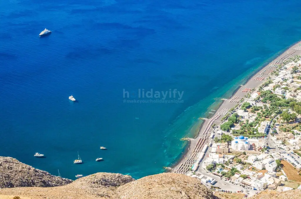 Plage de Perissa, île de Santorin, Grèce