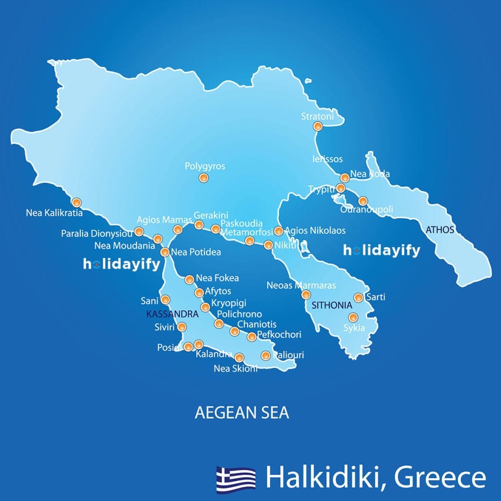 Halkidiki : 6 raisons pour venir y passer des vacances 8 Carte des villages d'Halkidiki