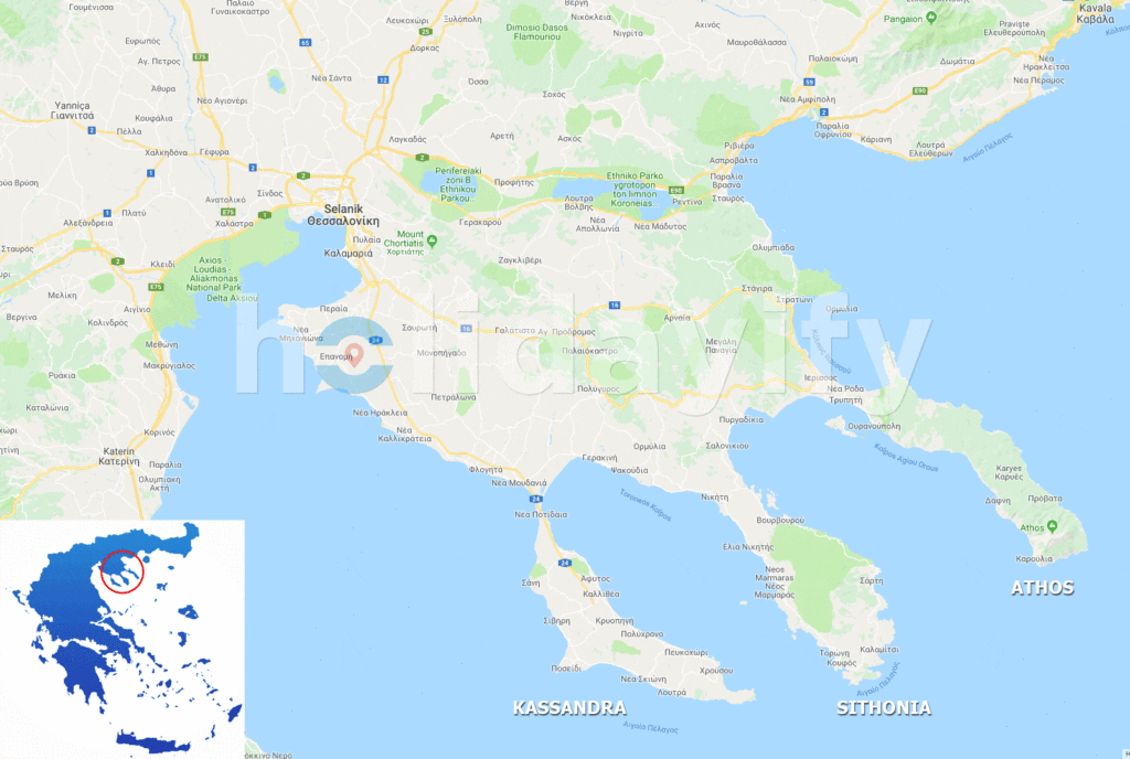 Carte de Halkidiki, Grèce