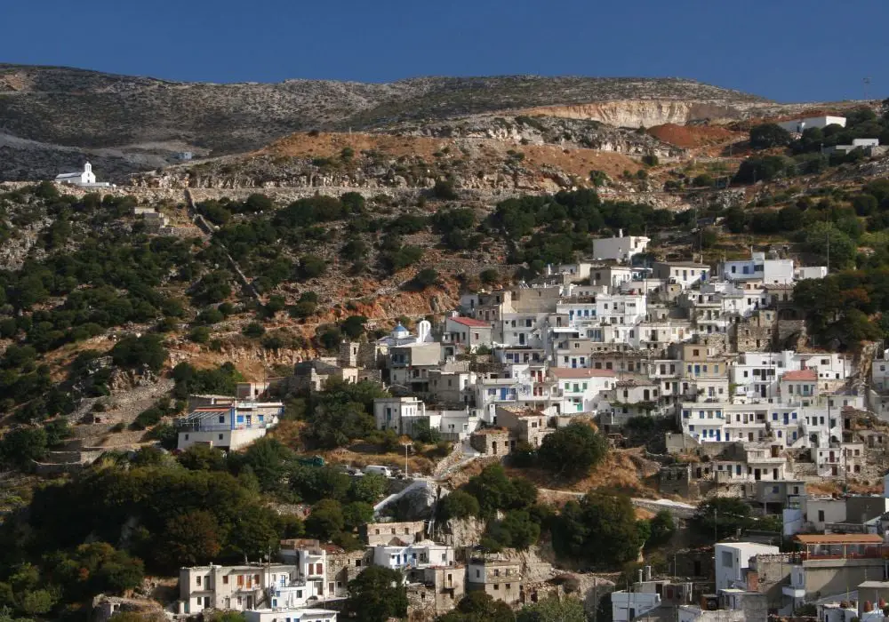 Village Filoti sur Naxos en Grèce.