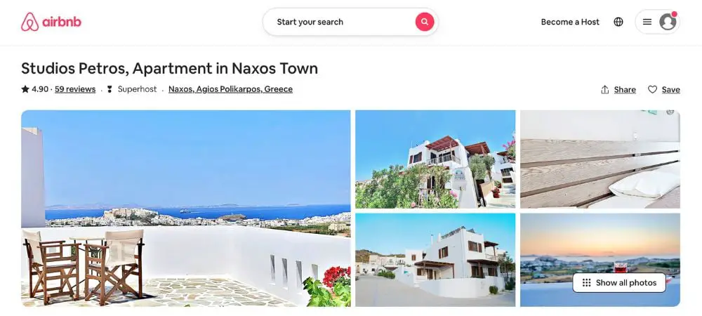 airbnb à naxos grèce