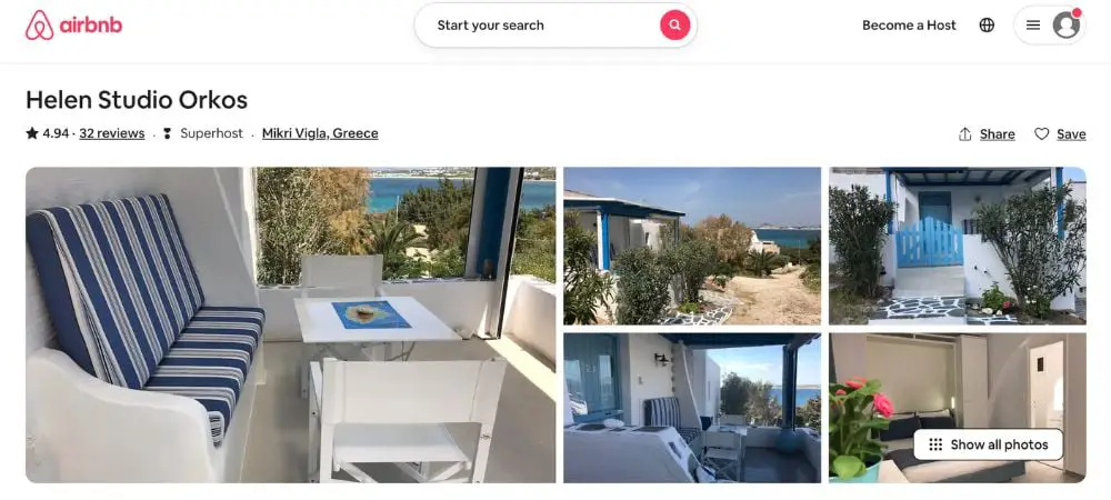 airbnb naxos grèce