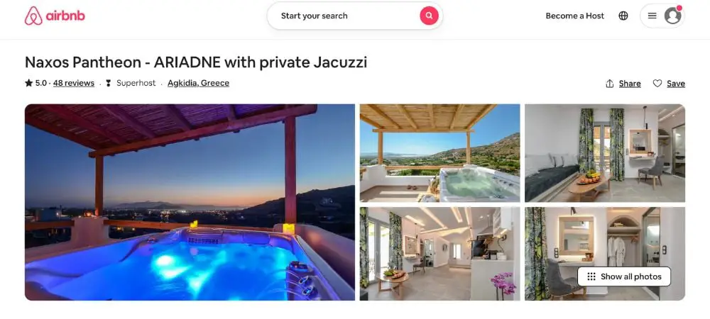 logement à naxos en grèce
