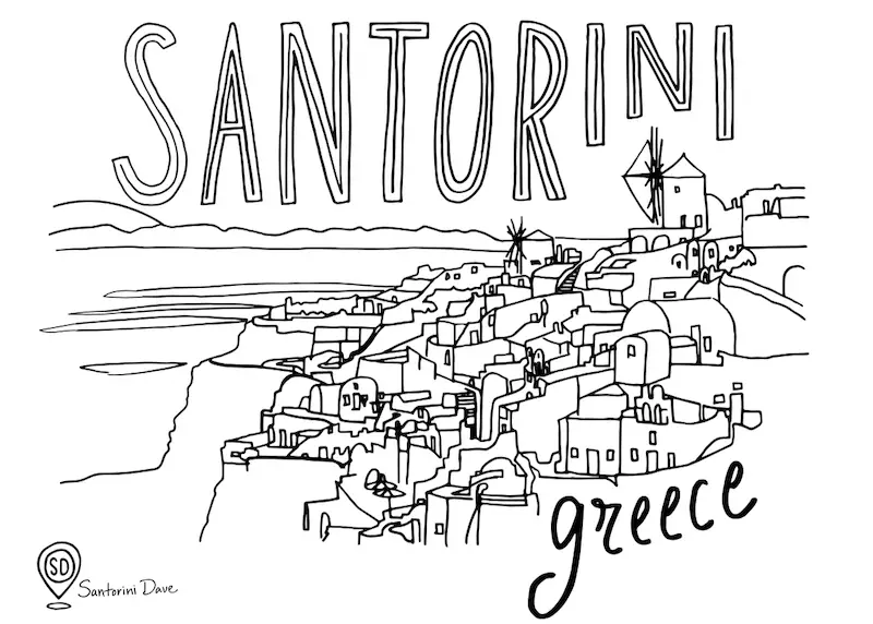 Meilleurs hôtels à Oia, Santorin 41 livre de coloriage oia village page