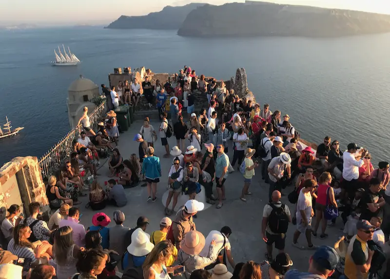 oia coucher de soleil au château